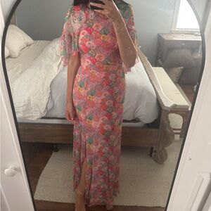 SALONI Floral Pink Maxi Dress